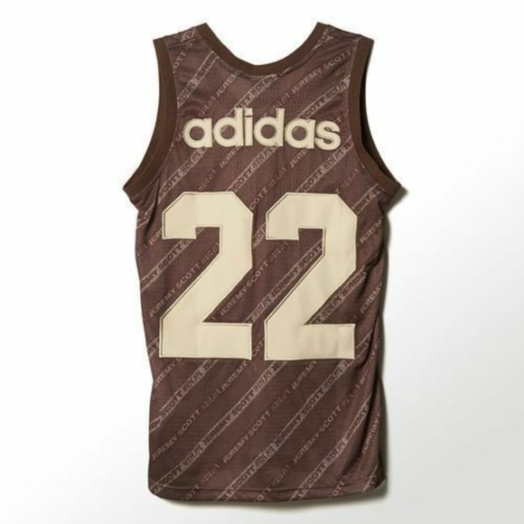 Adidas Jeremy Scott Men's Stripe Logo Brown Tank Top Size Medium S07147 - Picture 2 of 3